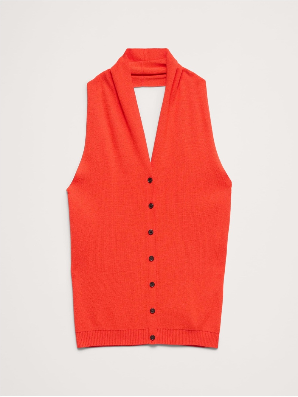 Banana Republic sculpted button front halter top in hot red